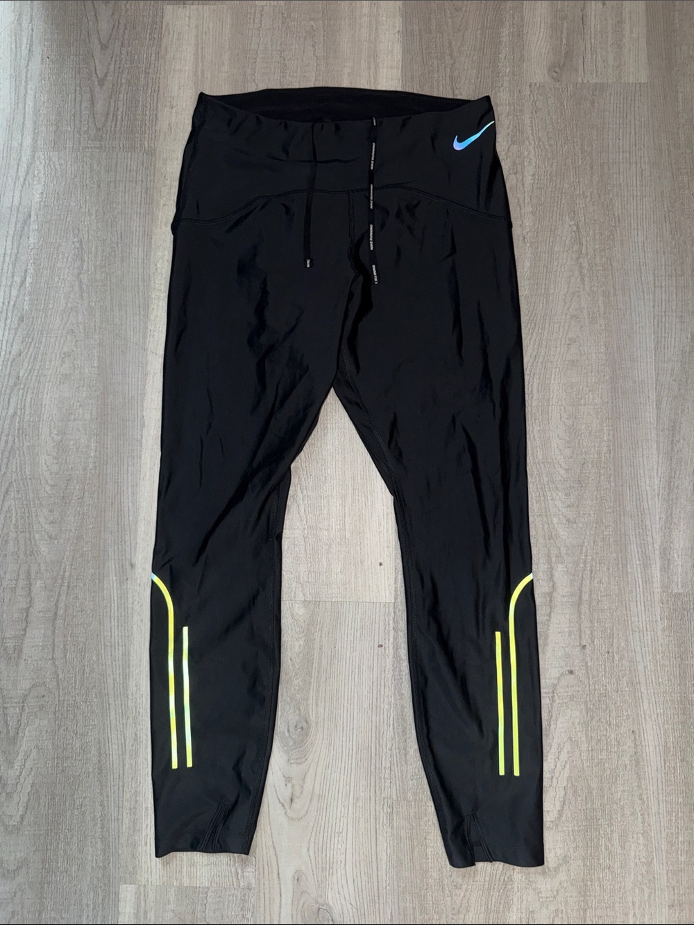 Nike Black Running Tights with Iridescent Accents